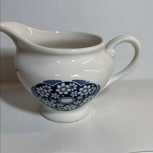 Blue Floral Ceramic Creamer Pitcher - White & Blue